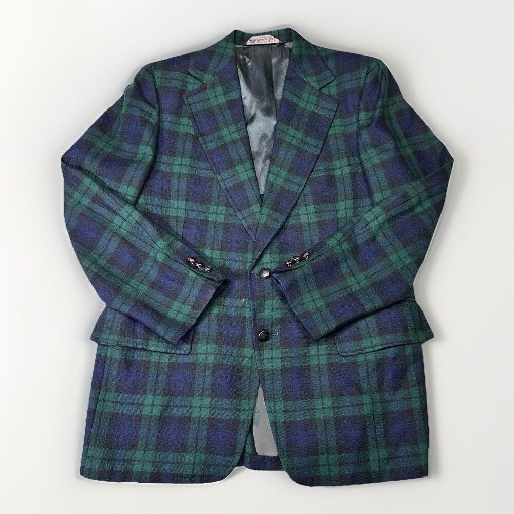 Vintage American Craftsmen Black Watch Tartan Blazer Men’s 40R USA Made